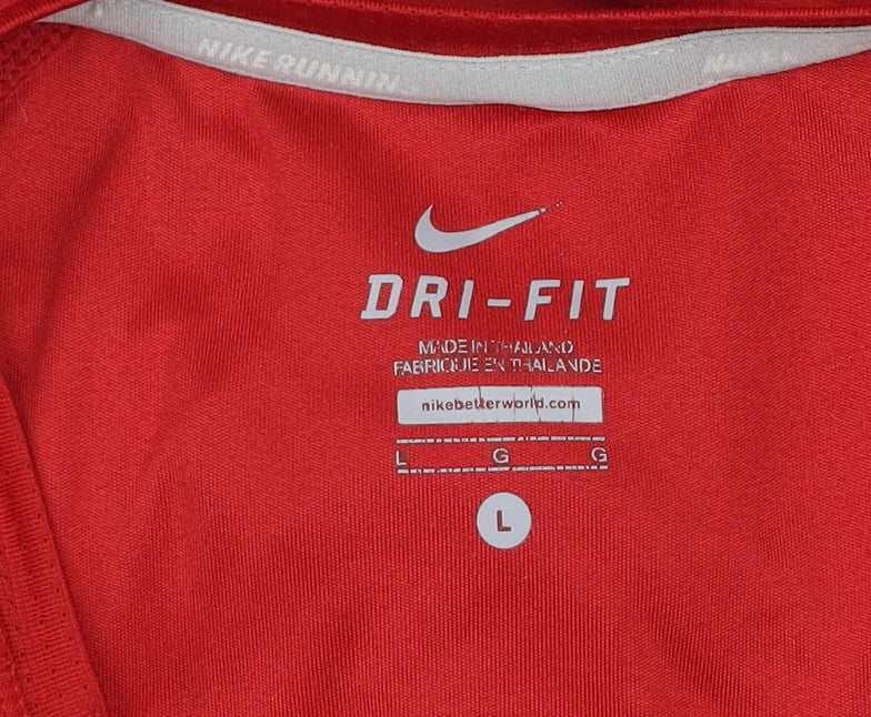 Nike Men's Red Dri-Fit Running T-Shirt Size L Athletic Fit