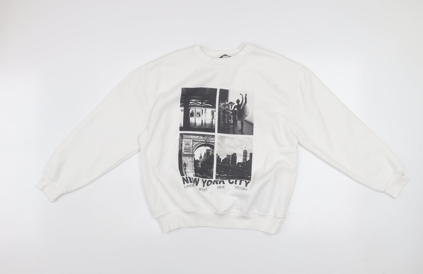 Dunnes Women White XS Pullover Sweatshirt New York City Graphic Print