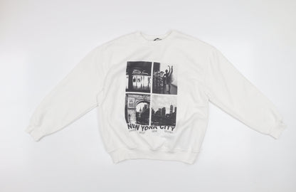 Dunnes Women White XS Pullover Sweatshirt New York City Graphic Print