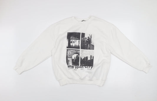 Dunnes Women White XS Pullover Sweatshirt New York City Graphic Print