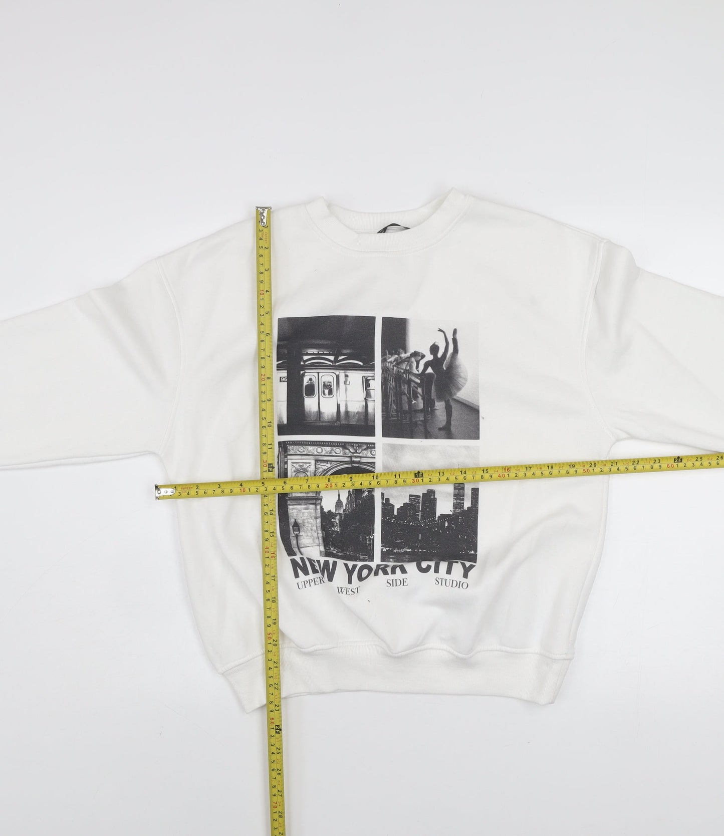 Dunnes Women White XS Pullover Sweatshirt New York City Graphic Print