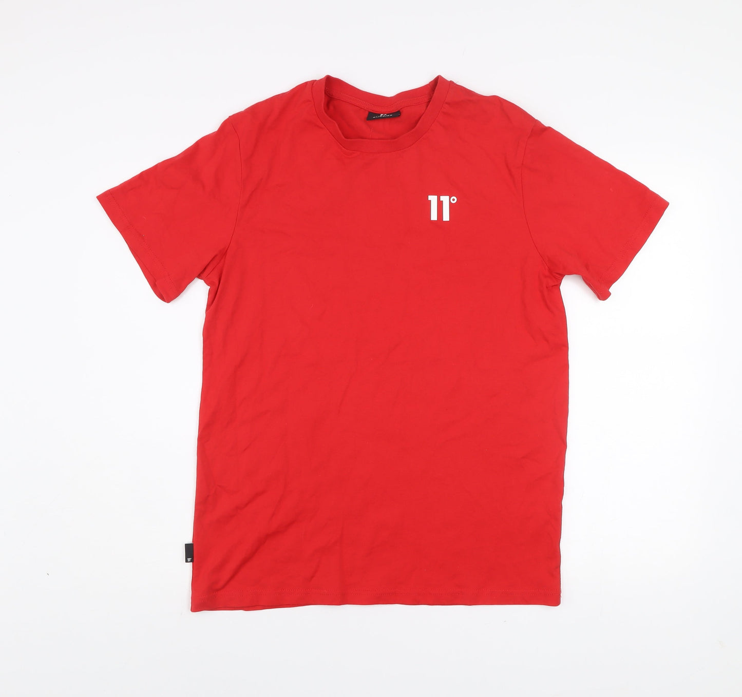 11 Degrees Men’s Red Slim Fit Cotton Crew Neck T-Shirt Size S