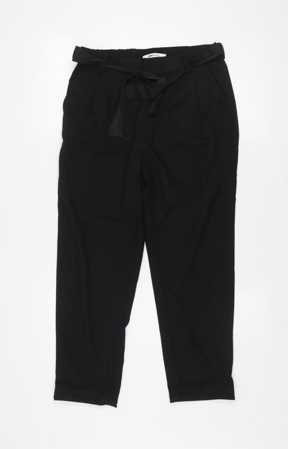ONLY Womens Black Paperbag Belted Tailored Trousers Size S
