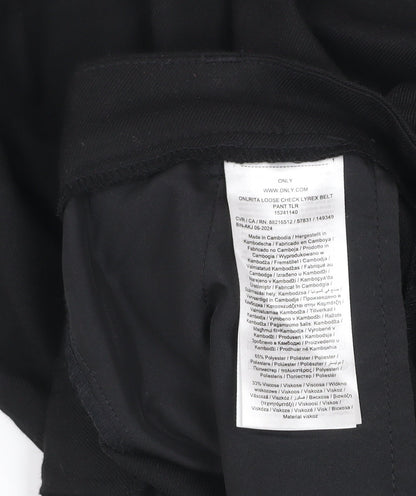 ONLY Womens Black Paperbag Belted Tailored Trousers Size S