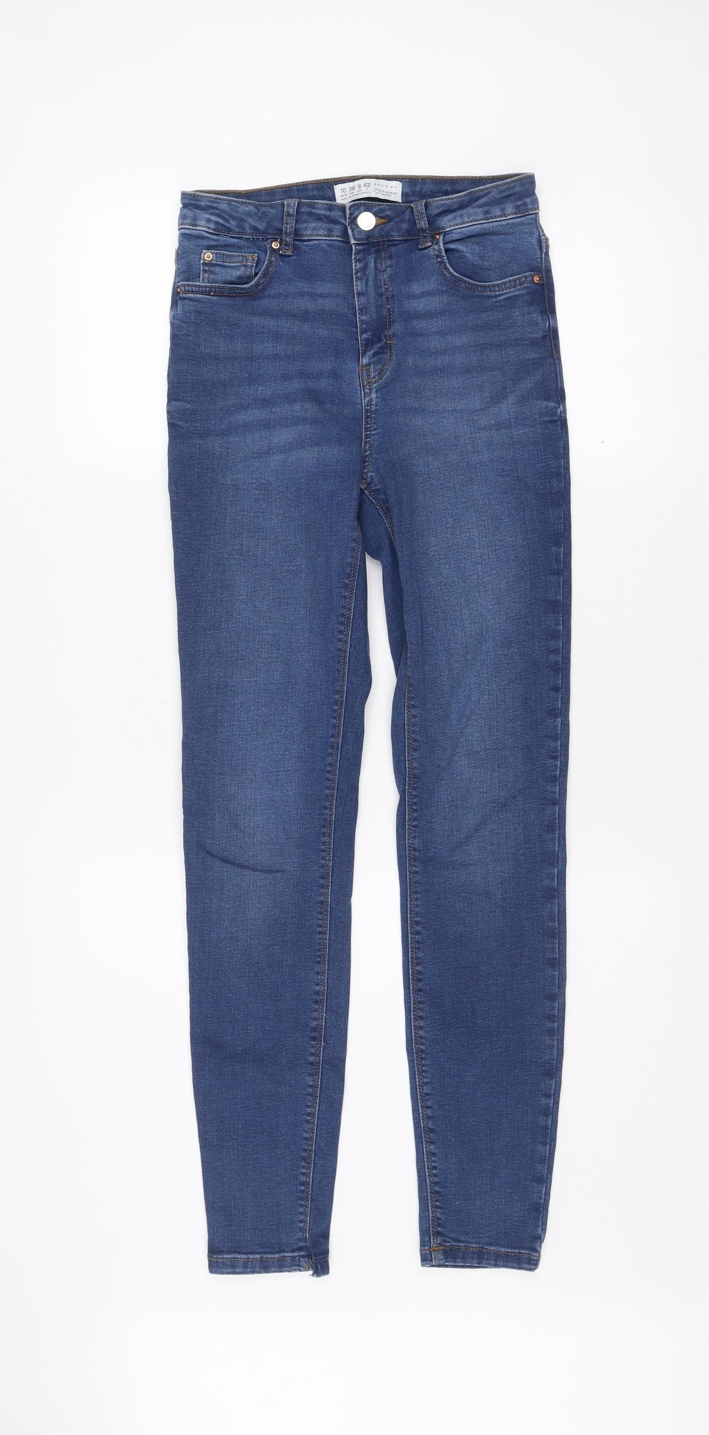 Primark Women Blue Skinny Denim Jeans Size 10 Slim Fit