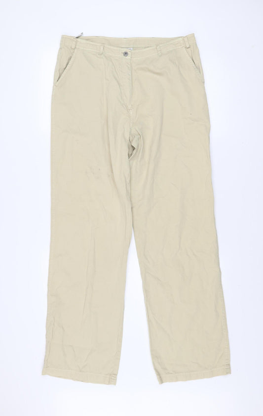 EAST Womens Beige Cotton Chino Trousers Size 14 Straight Leg