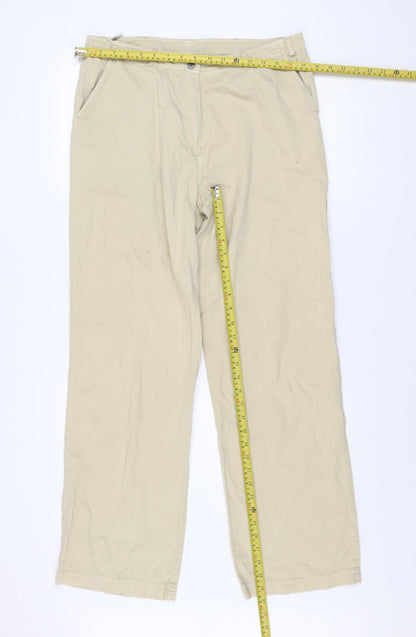 EAST Womens Beige Cotton Chino Trousers Size 14 Straight Leg