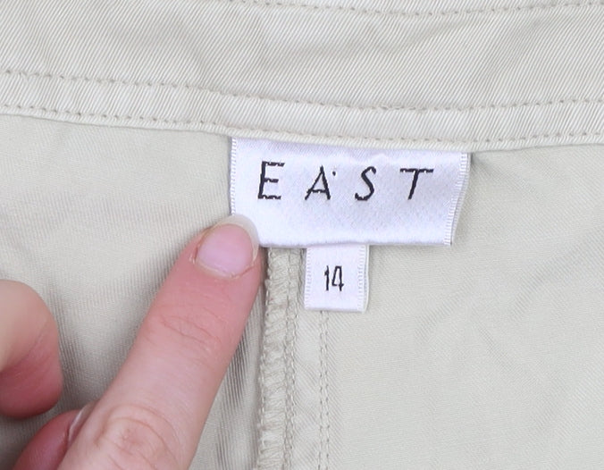 EAST Womens Beige Cotton Chino Trousers Size 14 Straight Leg