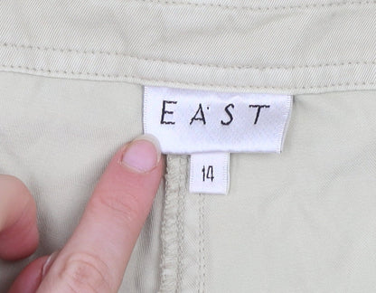EAST Womens Beige Cotton Chino Trousers Size 14 Straight Leg