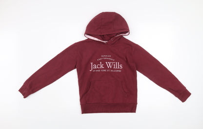 Girls UK Size 9-10 Years Jack Wills Red Pullover Hoodie