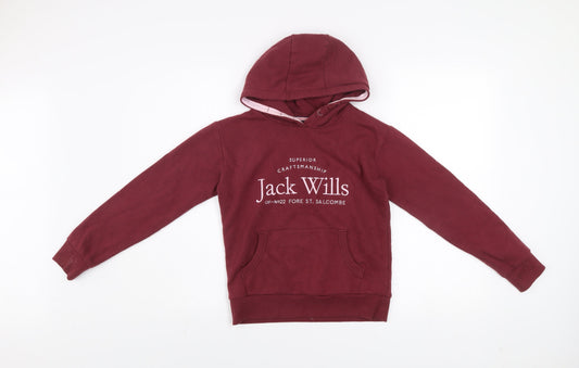 Girls UK Size 9-10 Years Jack Wills Red Pullover Hoodie