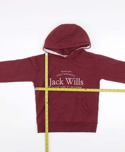 Girls UK Size 9-10 Years Jack Wills Red Pullover Hoodie