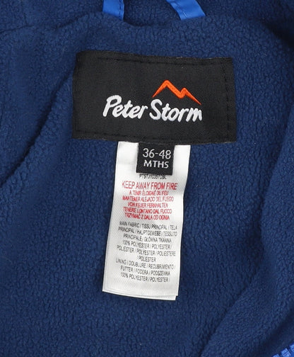Peter Storm Boys Blue Hooded Snowsuit 3-4 Years Waterproof Fleece Lined