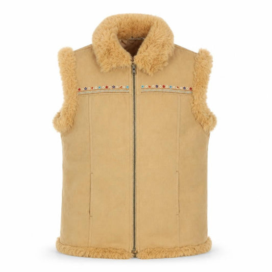 Marks and Spencer Girls Beige Faux Fur Lined Waistcoat 13-14 Years