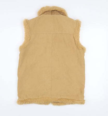 Marks and Spencer Girls Beige Faux Fur Lined Waistcoat 13-14 Years