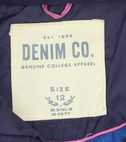 Denim Co. Women's Purple Hooded Fur Trim Puffer Gilet Size 12