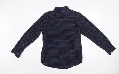 GU Men's Blue Checked Flannel Cotton Button-Up Shirt Size S