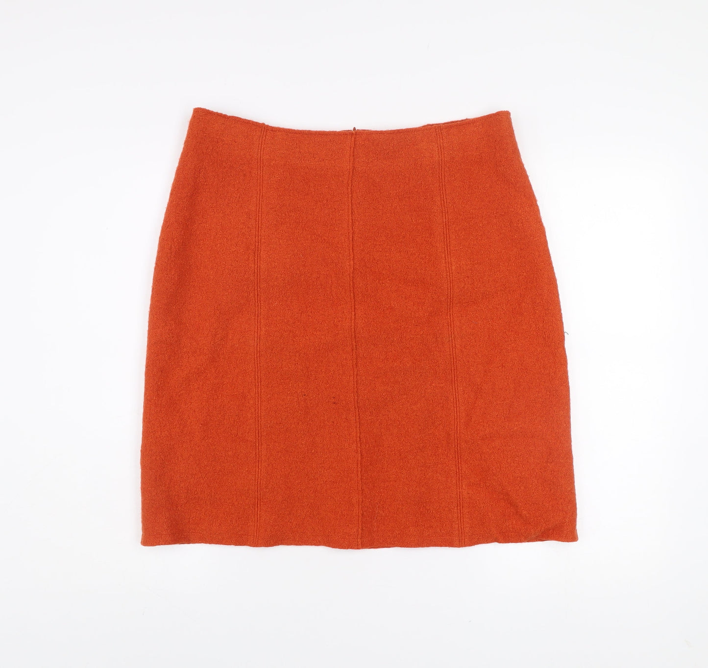 Laura Ashley Women's Orange Wool Blend Pencil Skirt UK 14