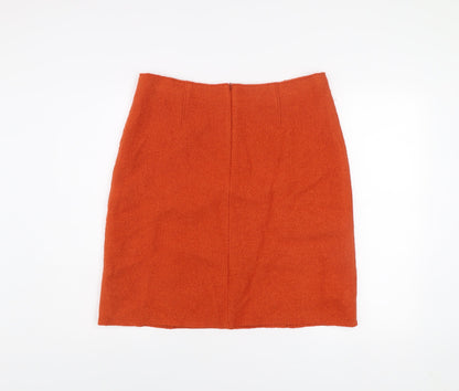 Laura Ashley Women's Orange Wool Blend Pencil Skirt UK 14