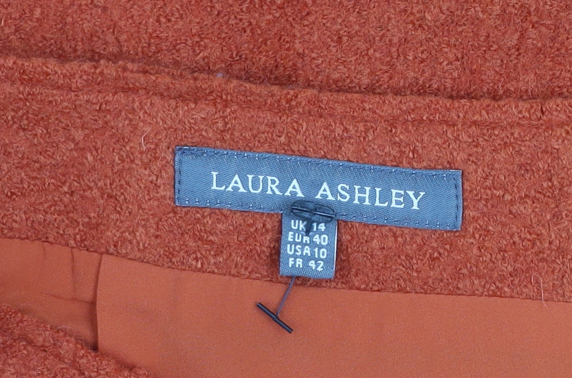 Laura Ashley Women's Orange Wool Blend Pencil Skirt UK 14