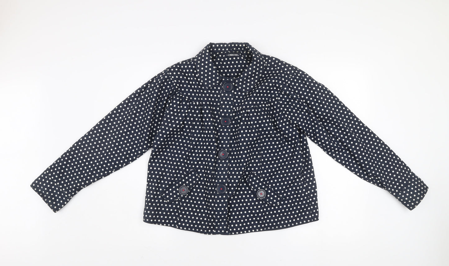 Cherokee Girls Blue Polka Dot Cotton Coat 13-14 Years Lined Button Jacket