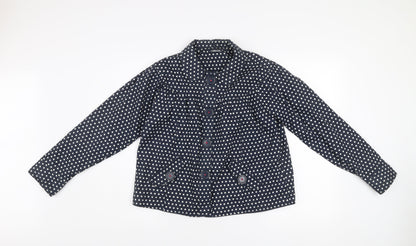 Cherokee Girls Blue Polka Dot Cotton Coat 13-14 Years Lined Button Jacket