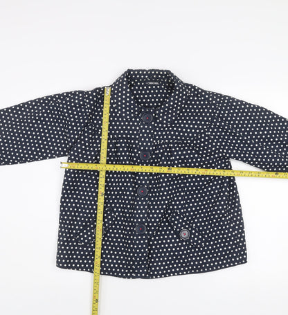 Cherokee Girls Blue Polka Dot Cotton Coat 13-14 Years Lined Button Jacket