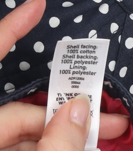 Cherokee Girls Blue Polka Dot Cotton Coat 13-14 Years Lined Button Jacket