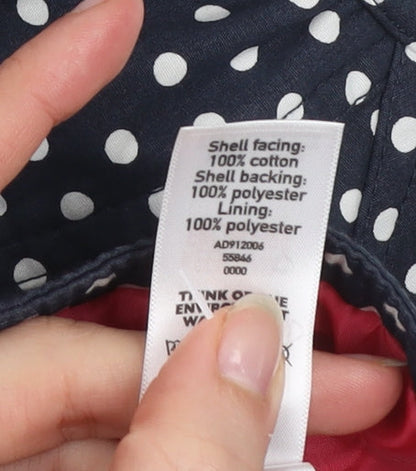 Cherokee Girls Blue Polka Dot Cotton Coat 13-14 Years Lined Button Jacket