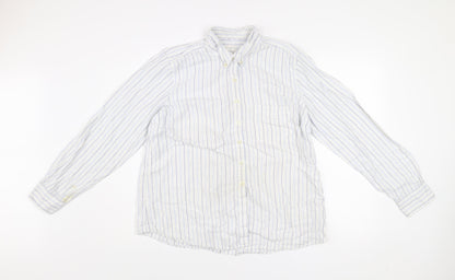 Gap Men's White Striped XL Relaxed Fit Button-Up Cotton Shirt