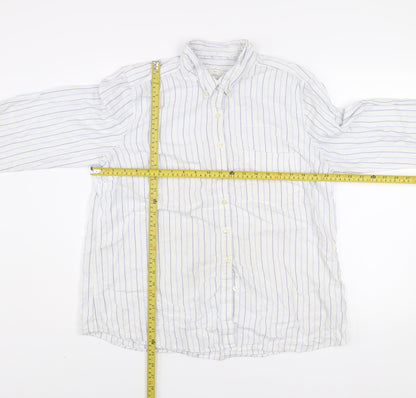 Gap Men's White Striped XL Relaxed Fit Button-Up Cotton Shirt