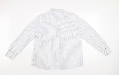 Gap Men's White Striped XL Relaxed Fit Button-Up Cotton Shirt