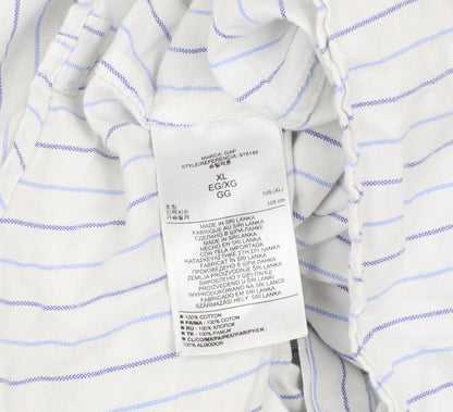 Gap Men's White Striped XL Relaxed Fit Button-Up Cotton Shirt