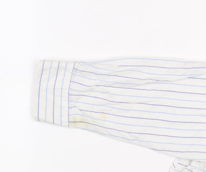 Gap Men's White Striped XL Relaxed Fit Button-Up Cotton Shirt