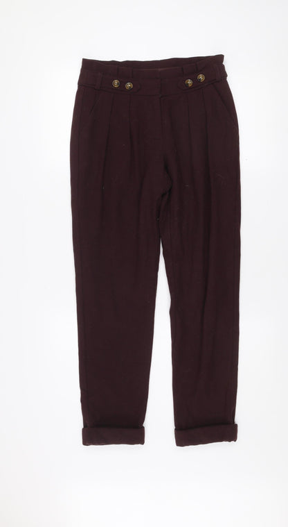 Topshop Women’s Brown Wool Chino Tapered Trousers UK 8