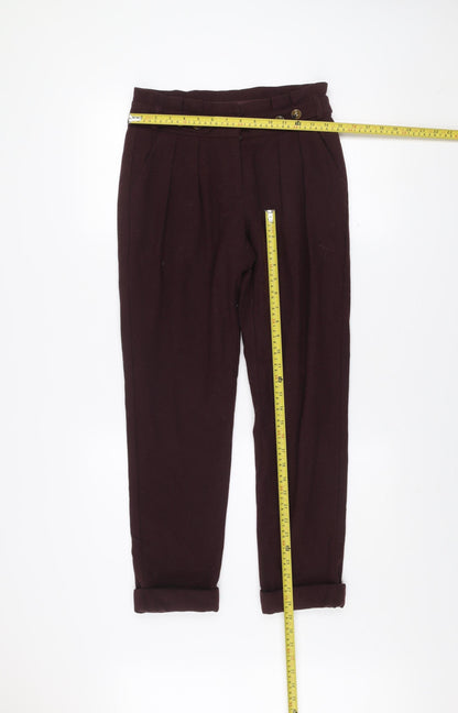 Topshop Women’s Brown Wool Chino Tapered Trousers UK 8