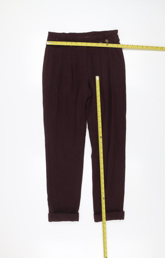 Topshop Women’s Brown Wool Chino Tapered Trousers UK 8