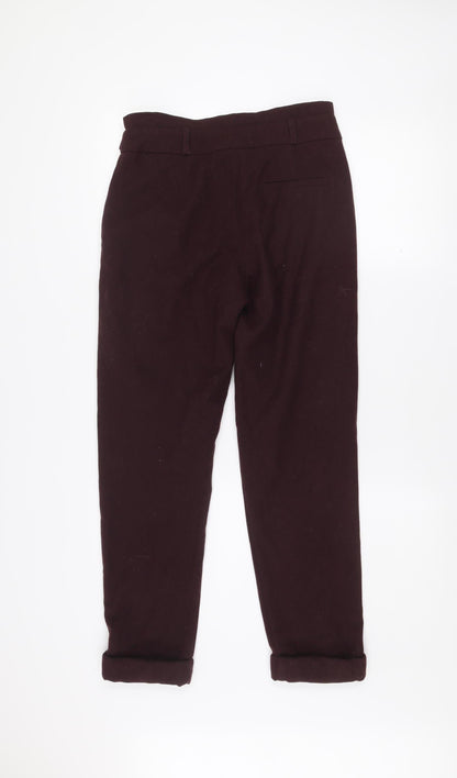 Topshop Women’s Brown Wool Chino Tapered Trousers UK 8