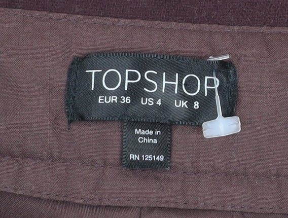 Topshop Women’s Brown Wool Chino Tapered Trousers UK 8