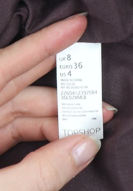 Topshop Women’s Brown Wool Chino Tapered Trousers UK 8