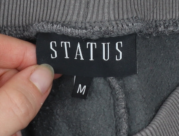 Status Mens Grey Medium Jogger Sweatpants with Side Stripe Detail