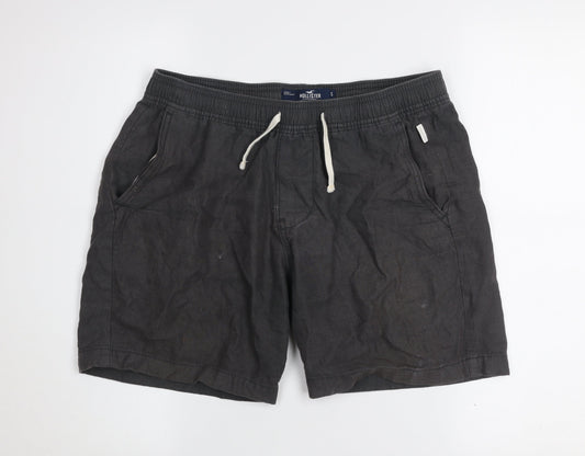Hollister Men’s Black Linen Cotton Jogger Shorts Size S