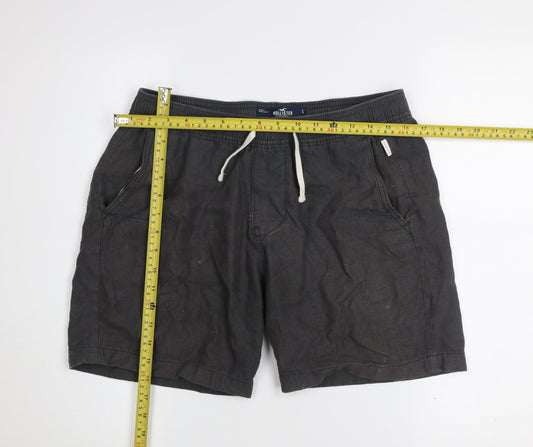 Hollister Men’s Black Linen Cotton Jogger Shorts Size S