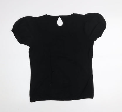 Lakeland Women’s Black Short Puff Sleeve Viscose Stretch Blouse Size 12