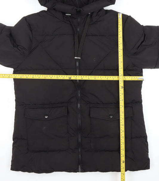 Matalan Women's Black Puffer Jacket Size 16 Hooded Winter Coat