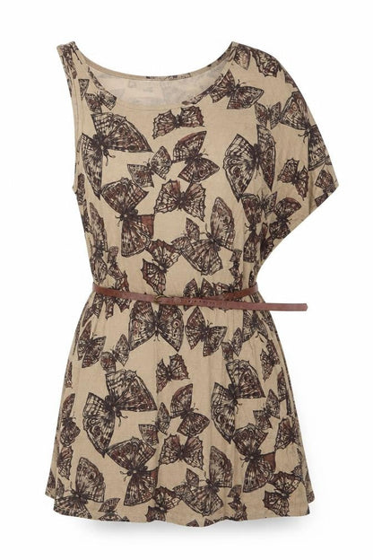 Womens UK Size S Bershka Beige Tunic Blouse