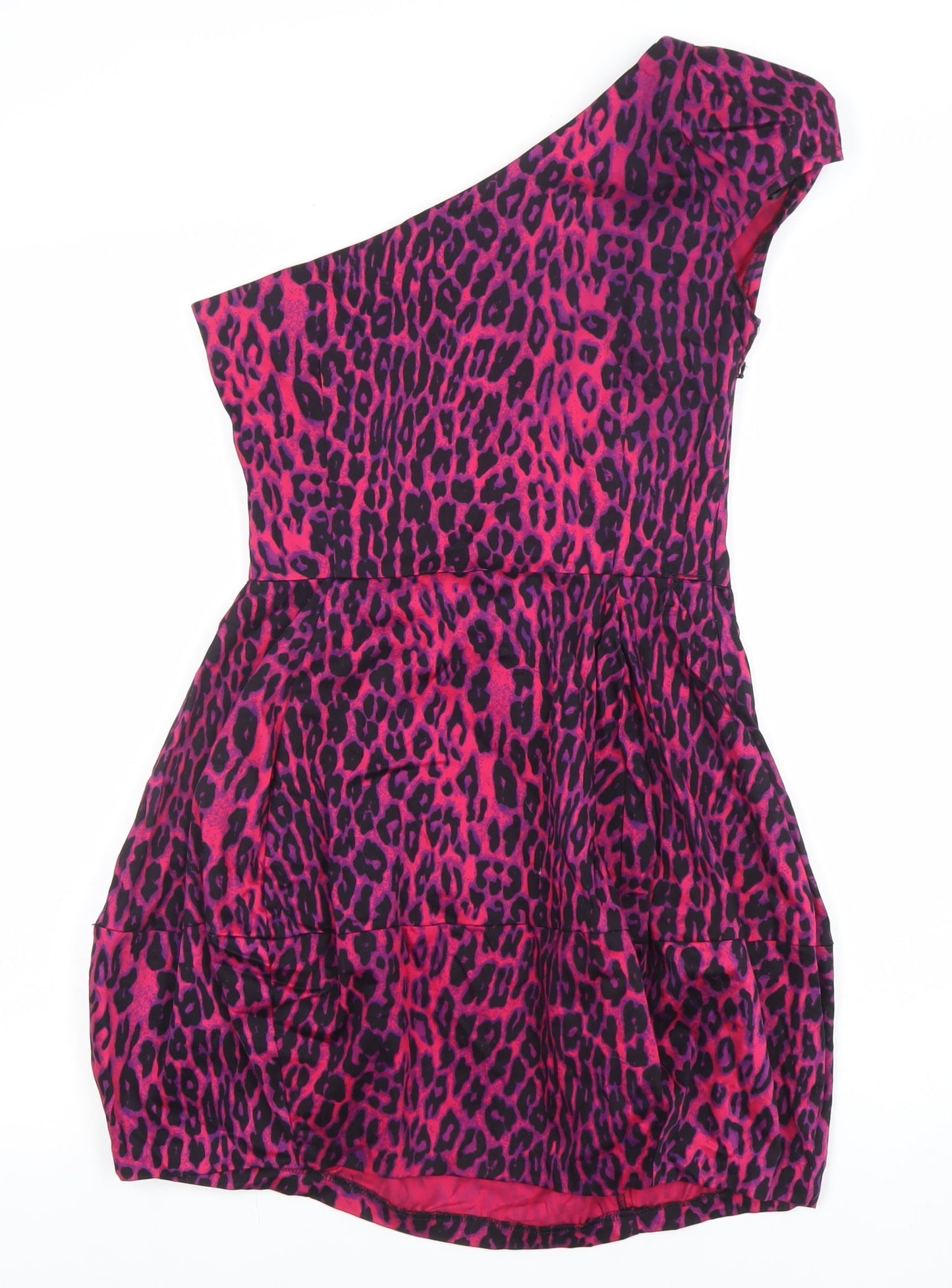 Atmosphere Women's Pink Leopard One Shoulder Party Dress Size 8