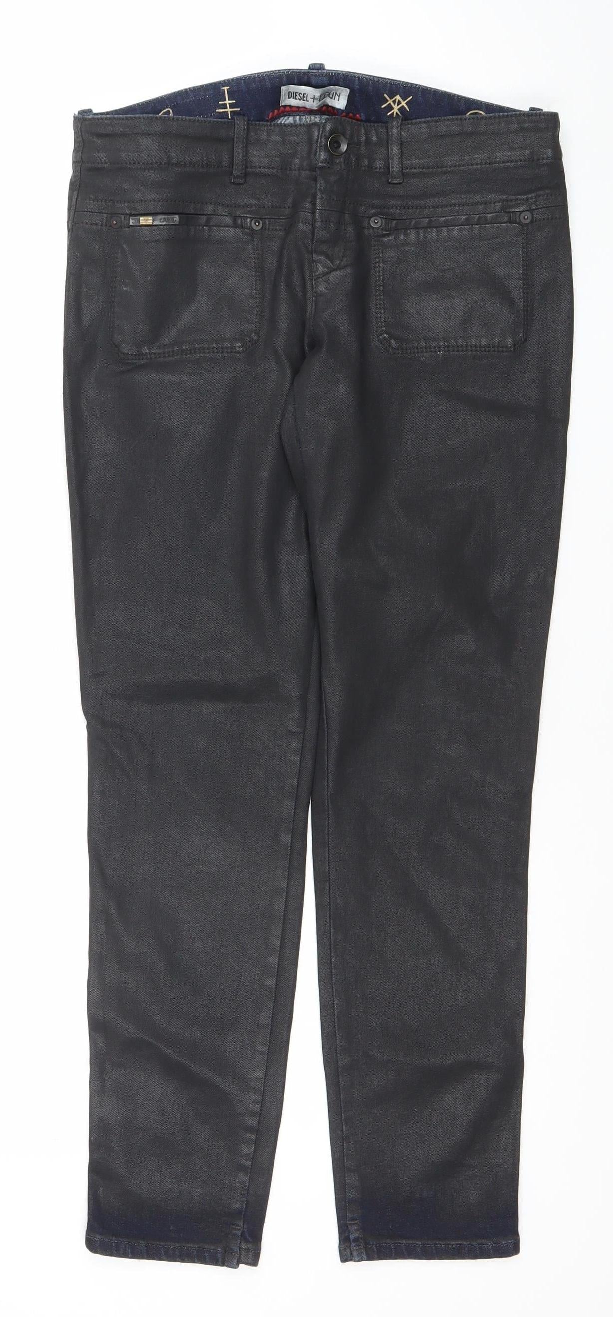 Womens UK Size 31 Diesel + Edun Regular Fit Straight Black Jeans