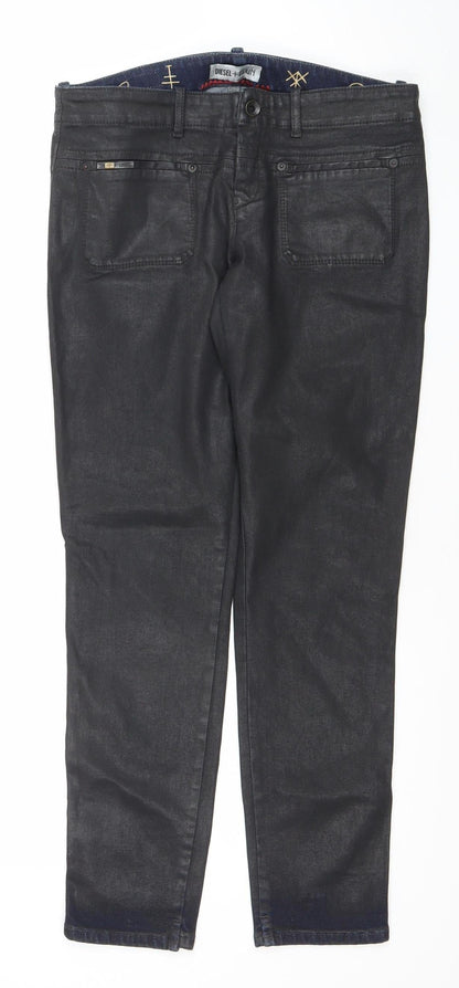 Womens UK Size 31 Diesel + Edun Regular Fit Straight Black Jeans