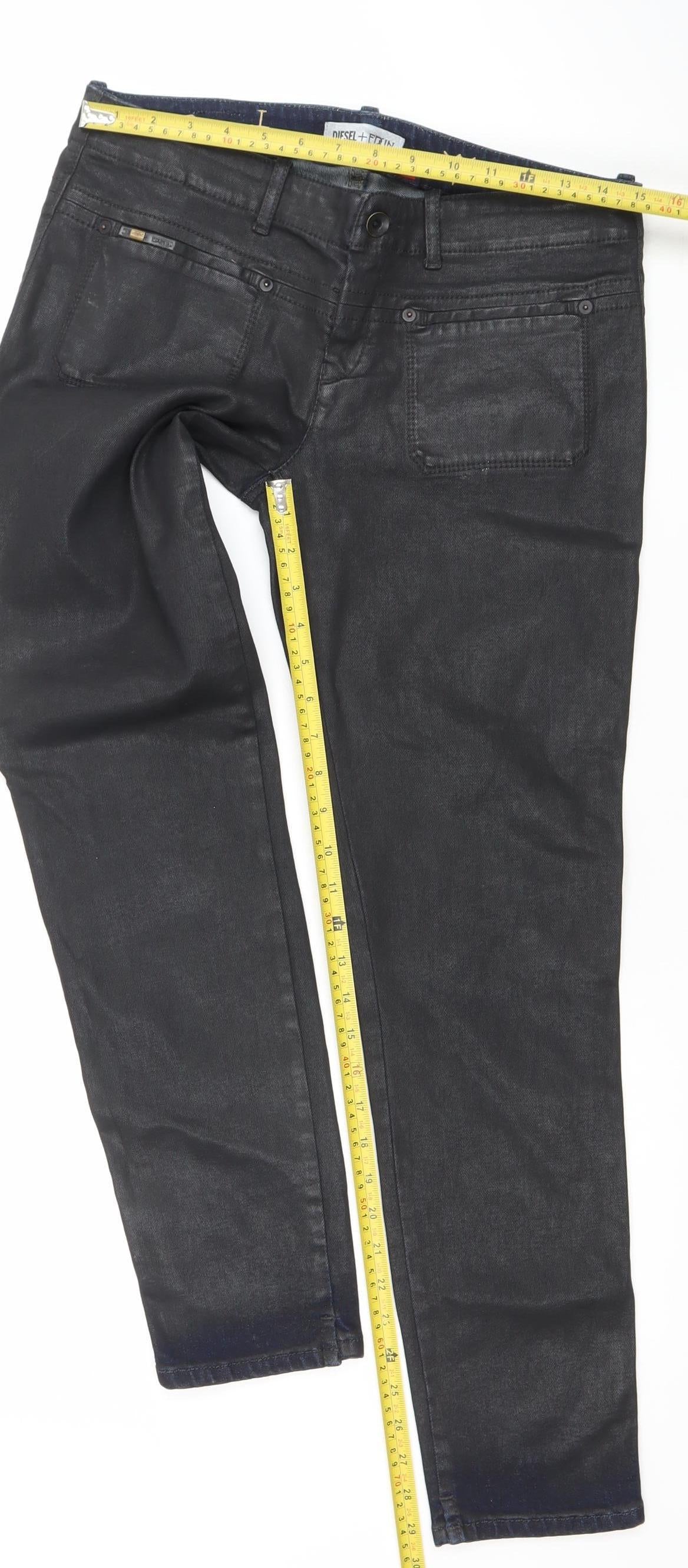 Womens UK Size 31 Diesel + Edun Regular Fit Straight Black Jeans